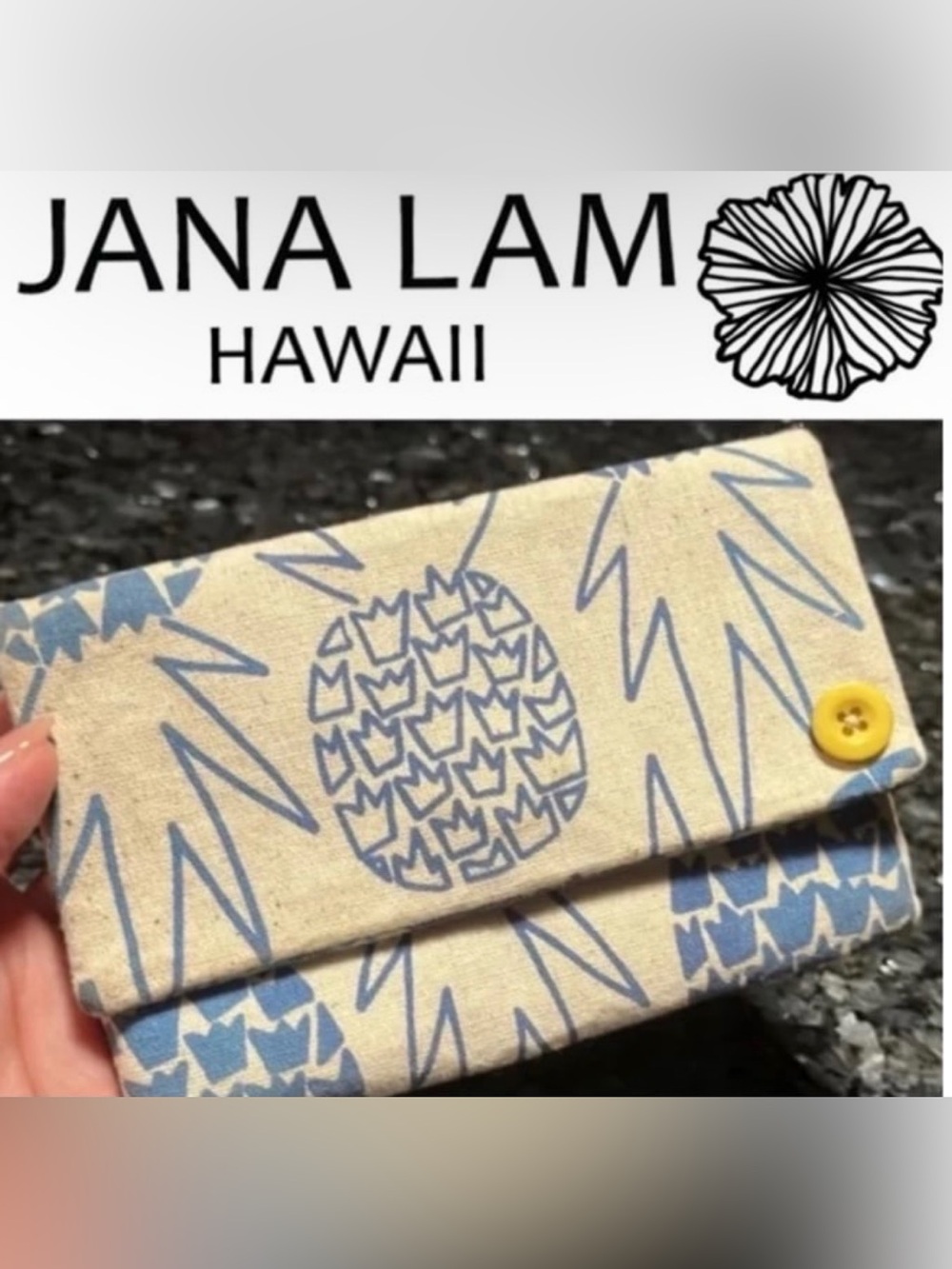 Jana Lam 🌺 Hawaii Pineapple Magnet Closure Clutch Petite Envelope Wallet